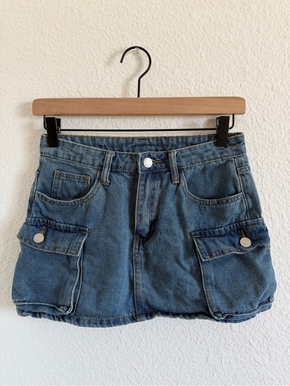 shein denim cargo mini skirt